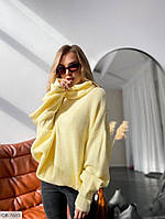 Теплый модный женский свитер шерстяной зимний свободного кроя в стиле оверсайз арт 0101