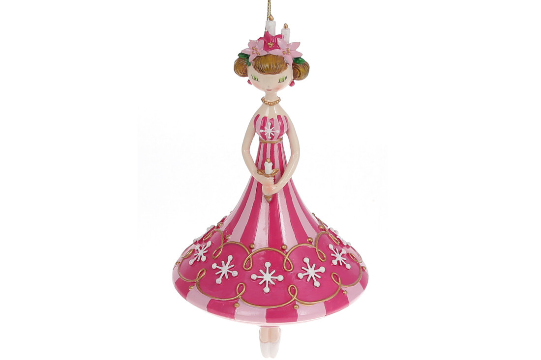 Декоративна підвісна фігурка Дівчинка в рожевому, 18,8см, фото 1