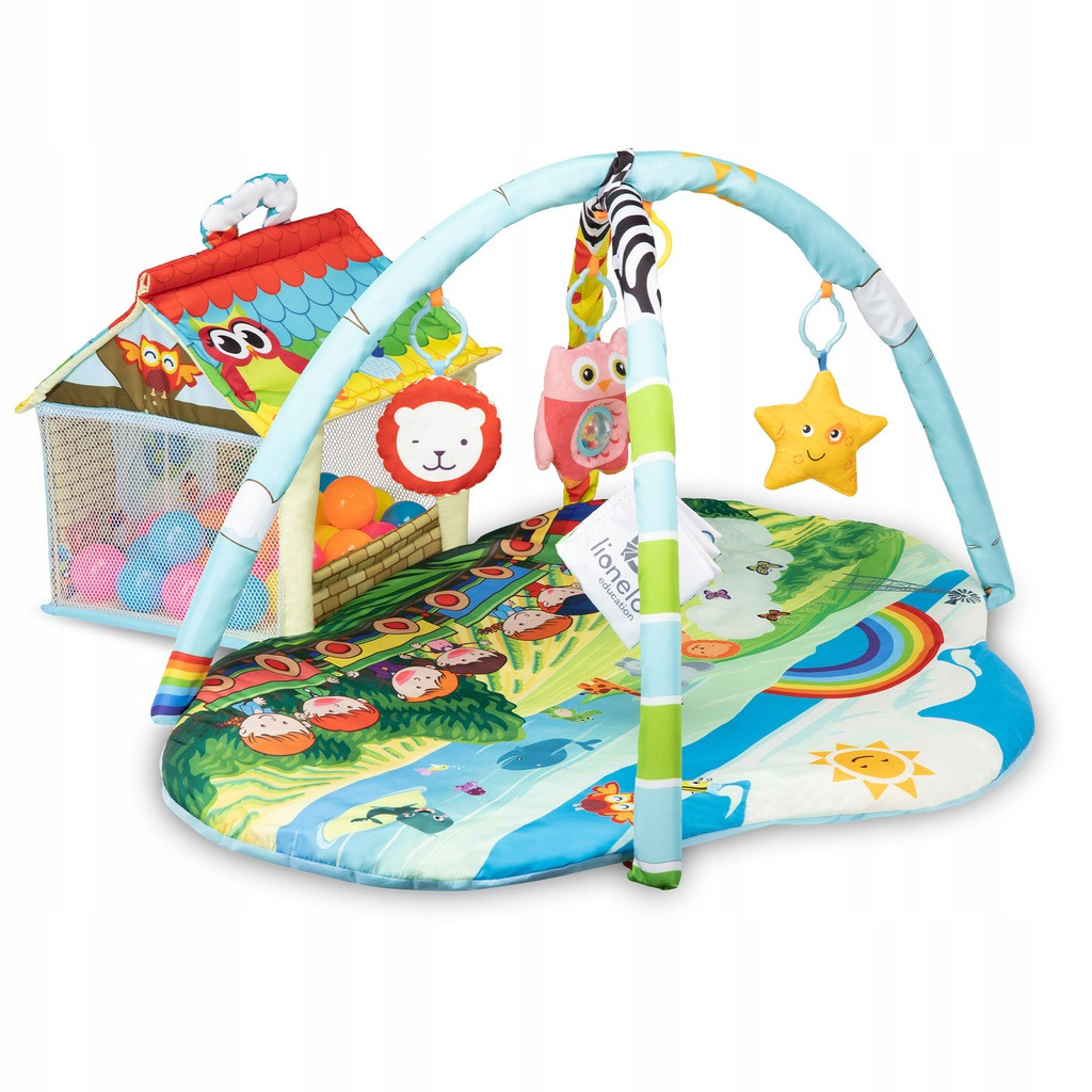 Розвивальний килимок Lionelo Imke Plus з 30 іграшками та великим ігровим простором для дітей, фото 1