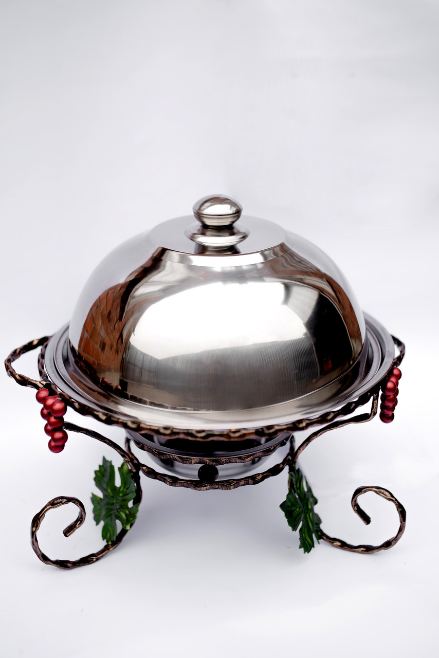 Садж блюдо для підігріву шашлику 36 см кований Зелений лист