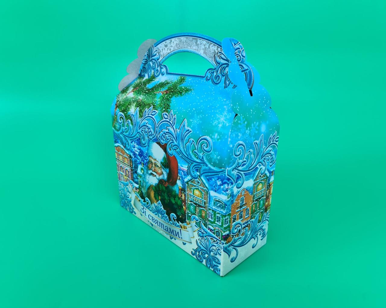 Новорічні коробки для цукерок № 204 (800-900гр) Дід Мороз (25 шт)