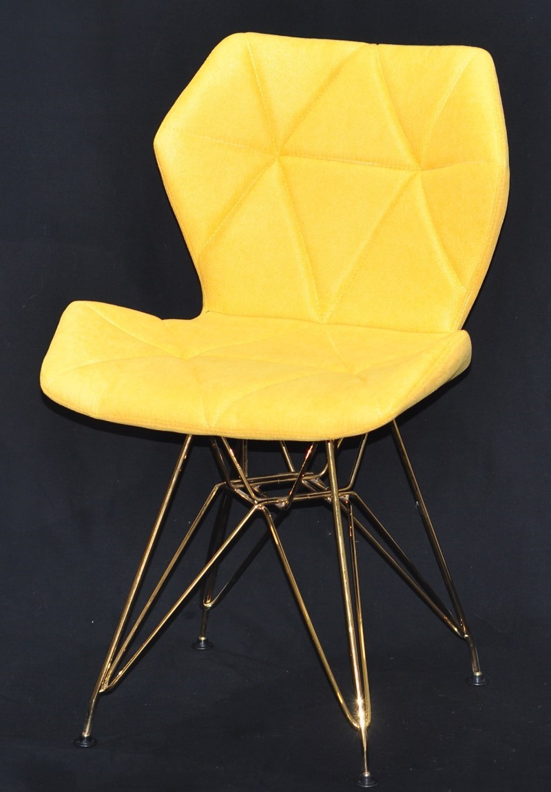 Стілець Greg GD-ML жовтий SH — 5 шеніл на золотих ніжках, дизайн Charles&Ray Eames