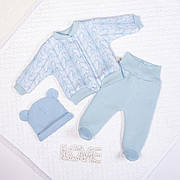 Детский костюм с начесом для новорожденного 3 предмета: распашонка ползунки шапочка 62 см