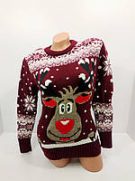 Вязаные женские шерстяные свитера новогодние оптом G 4332