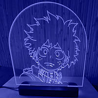 Акриловый светильник-ночник Изуку Мидория (Izuku Midoriya) синий tty-n000151