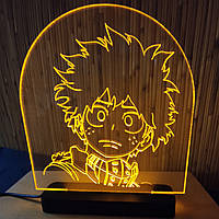 Акриловый светильник-ночник Изуку Мидория (Izuku Midoriya) желтый tty-n000021