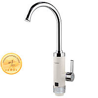 Кран-водонагрівач проточний AQUATICA HZ 3.0 кВт 0.4-5бар для кухні гусак вухо на гайці (W) HZ-6B143W (9791113)
