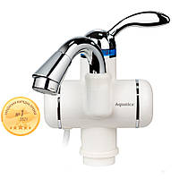 Кран-водонагрівач проточний AQUATICA LZ 3.0 кВт 0.4-5бар для раковини гусак вигнутий на гайці LZ-5A111W