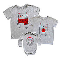Набор футболок и боди family look "мишки нарисованные" Family look
