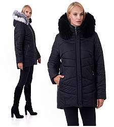 Тепла жіноча куртка зимова з натуральної опушенням розміри 48-62
