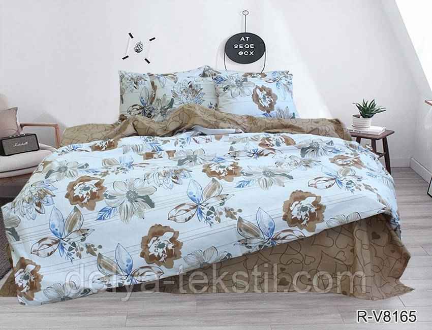 2-спальна постільна білизна з ранфорсу ТМ TAG, бавовна з компаньйоном R-V8165, фото 1