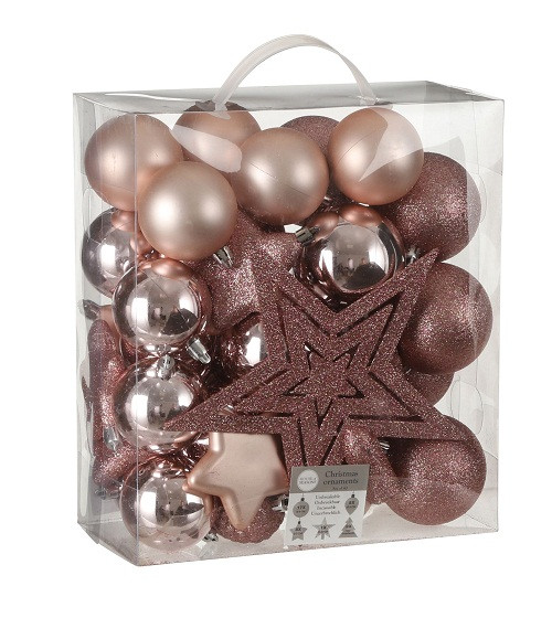 Пластикові ялинкові кульки 40 шт, "House of Seasons" комплект, рожеві, фото 1