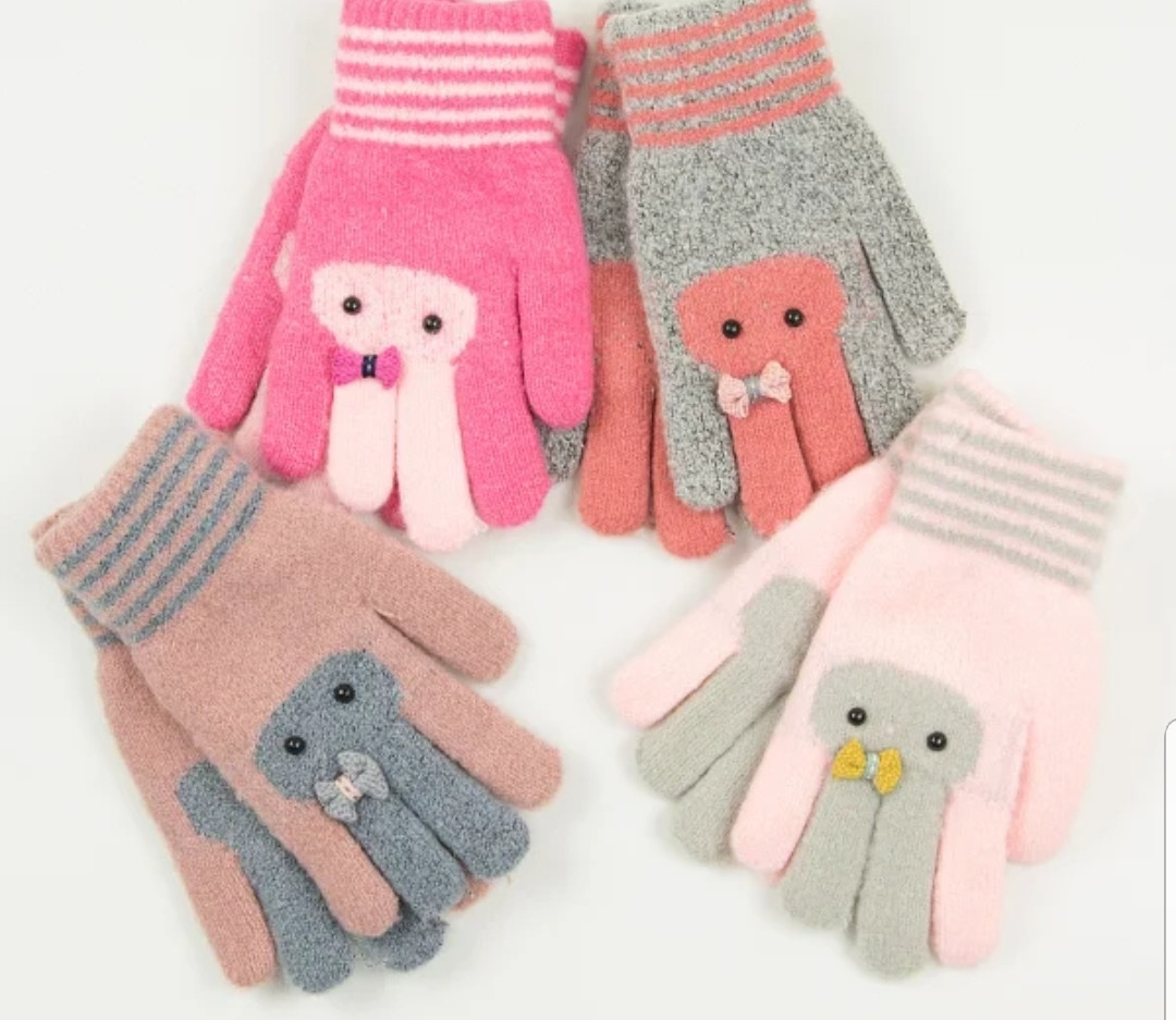 Подвійні ангорові рукавички на дівчаток 4-6 років