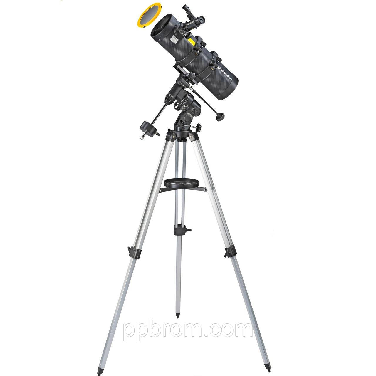 Телескоп Bresser Spica 130/1000 EQ3 Reflector Solar Carbon із сонячним фільтром і адаптером для смар