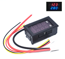 Цифровий вольтметр амперметр постійного струму 0-100 в 10 А, вимірювач напруги світлодіодний подвійний екран