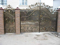 Ковані ворота з каліткою та полікарбонатом, код: 01030