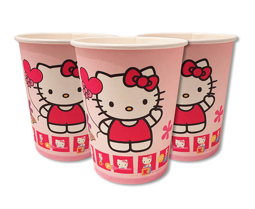 Стаканчики паперові одноразові | Хеллоу Кітти, фото 1