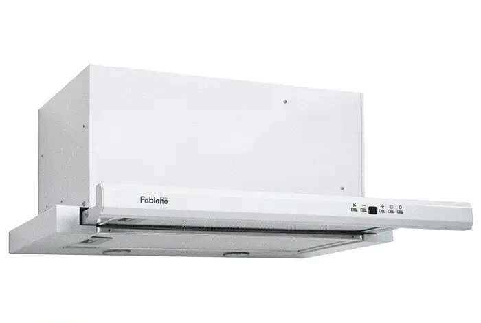 Белая выдвижная встраиваемая телескопическая вытяжка для кухни Fabiano Smart 60 White, шириной 60 см - фото 1 - id-p1505302879