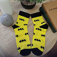 Шкарпетки чоловічі жовті короткі з принтом "Кажан" (розмір 41-46)