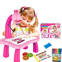 Дитячий стіл проектор для малювання зі світлодіодним підсвічуванням, Рожевий / Столик для малювання за проекціями