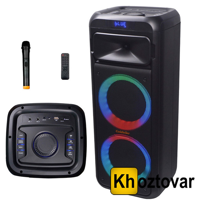 Акустична Bluetooth-колонка Goldteller GT-5030 ⁇ Мікрофон ⁇ Пульт ду ⁇ Led підсвітка 50W