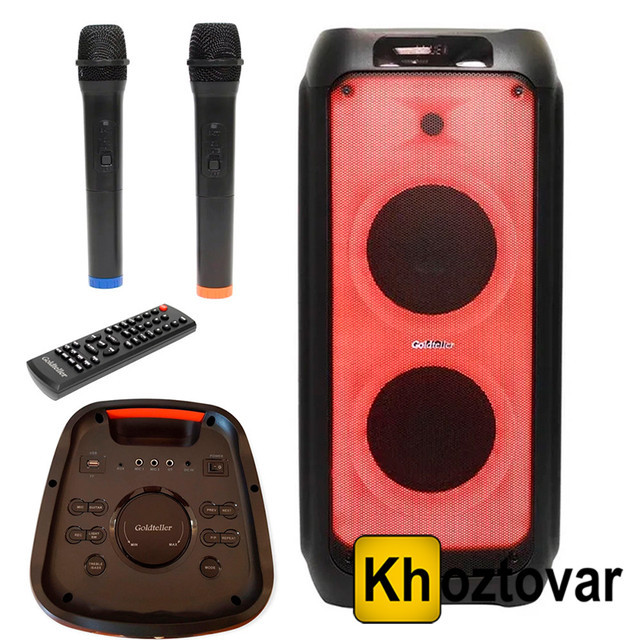 Акустична Bluetooth колонка Goldteller GT-5060 ◯ Мікрофон 2 шт he Пульт ду int Led підсвічування, фото 1