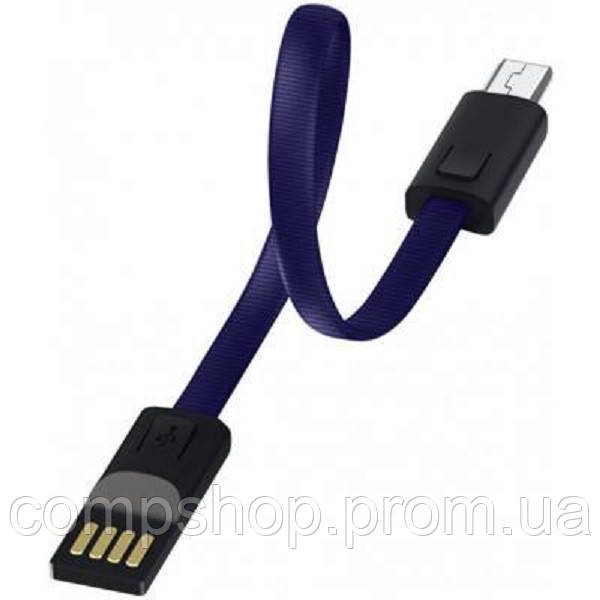 Кабель USB-MicroUSB 0.22м ColorWay, 2.4А, брелок, синій (CW-CBUM022-BL) (код 114660), фото 1