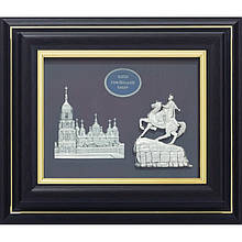 Об'ємне декоративне панно під склом "Богдан Хмельницький на фоні Софійського собору"