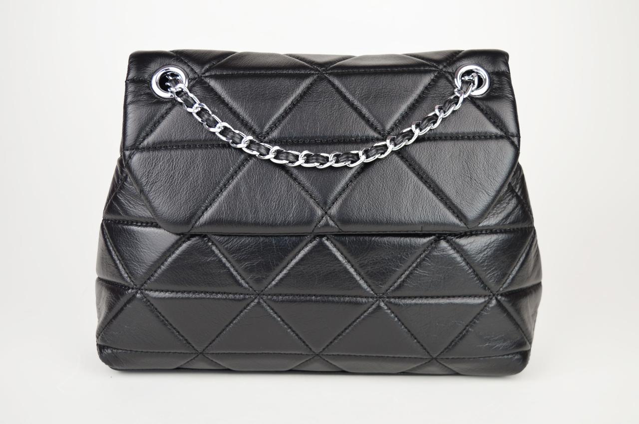 Сумка шкіряна на плече Polina&Eiterou 9654 Чорна