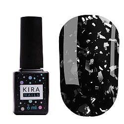 Kira Nails No Wipe Top Silver Shard - топ без липкого шару з срібною поталлю, 6 мл