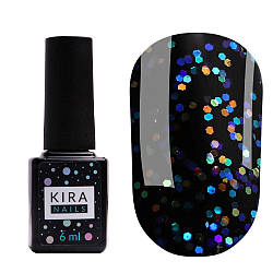 Kira Nails No Wipe Top Reflex - топ без липкого шару з голографічного крихтою, 6 мл