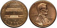 Монета "1 цент", США. 1977-2002 год.