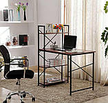 Практичний стіл у стилі Loft. Стіл для комп'ютера або ноутбука письмовий з полицями лофт. Коричневий, фото 4