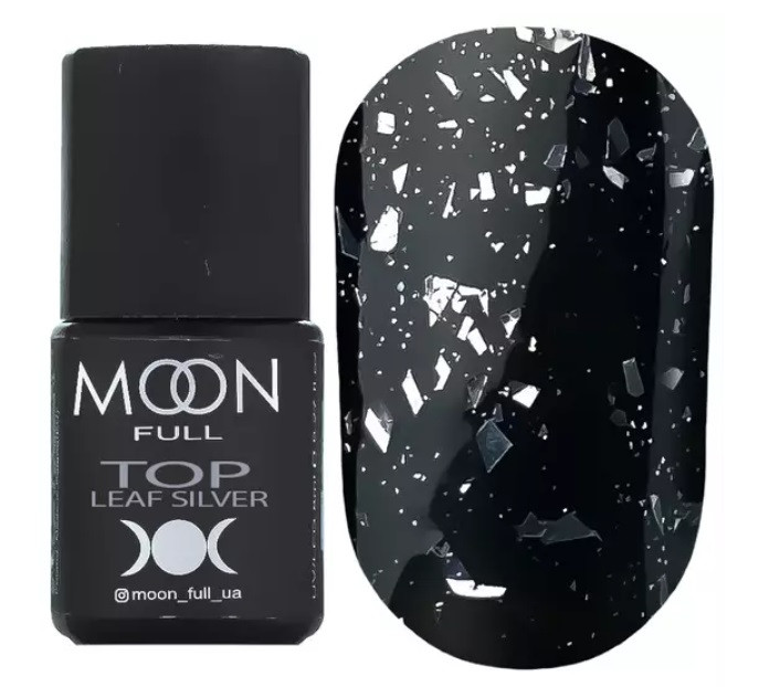 Top Leaf Silver MOON FULL - топ без липкого шару з сріблястими пластівцями, 8 мл