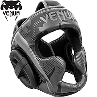 Шлем для бокса защитный боксерский шлем для соревнований Venum Elite Headgear Black Dark Camo