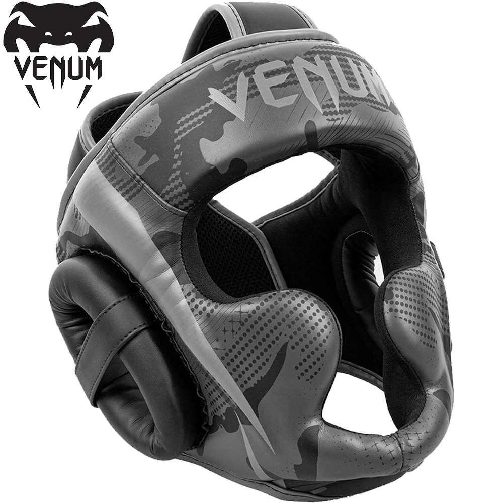 Шолом для боксу захисний боксерський шолом для змагань Venum Elite Headgear Black Dark Camo