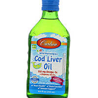 Омега 3 для дітей Carlson Labs Cod Liver Oil mg 550 for kids 250 мл норвезькі жирні кислоти