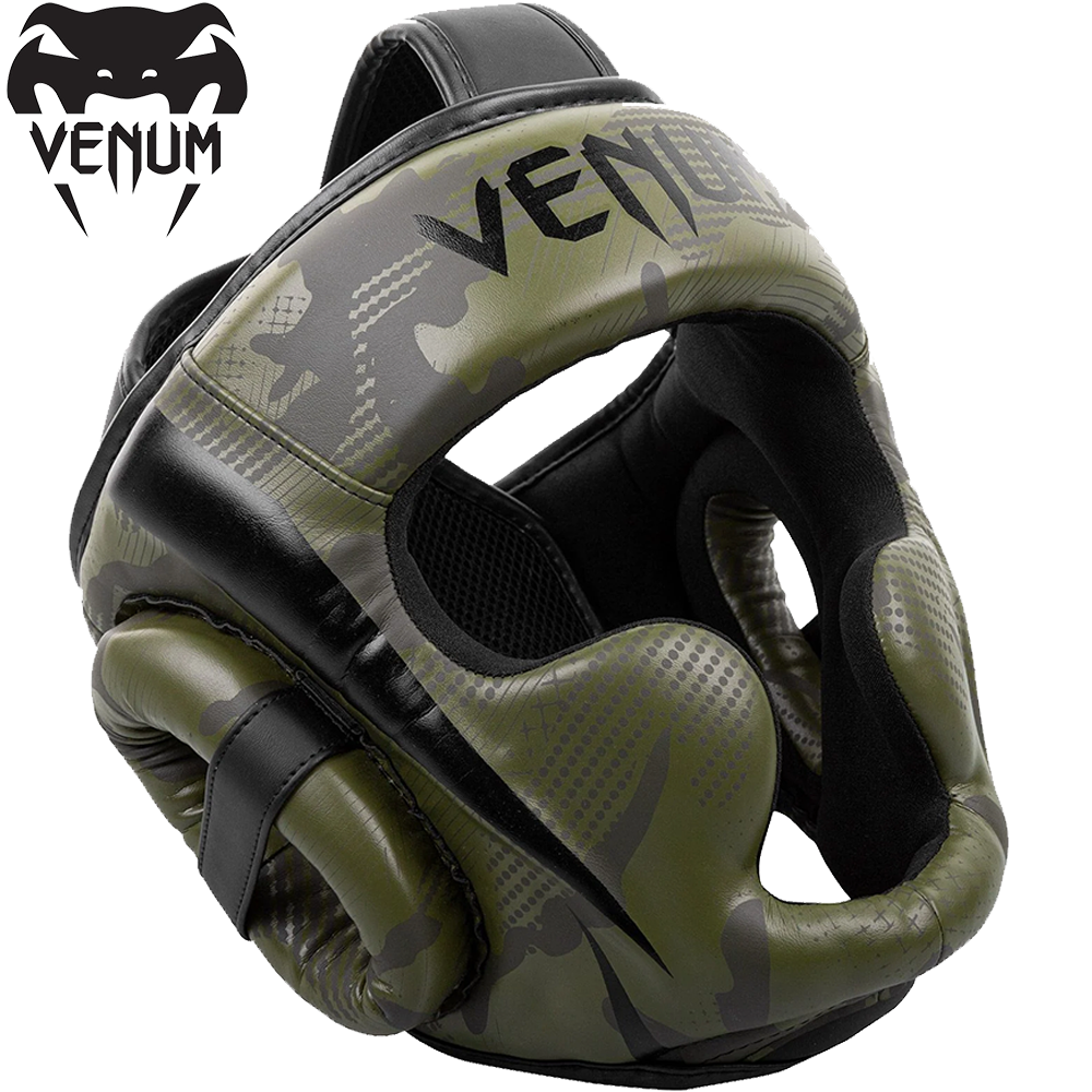 Шолом для боксу захисний боксерський шолом для змагань Venum Elite Headgear Khaki Camo