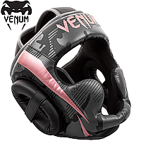 Шлем для бокса защитный боксерский шлем для соревнований Venum Elite Headgear Black Pink Gold