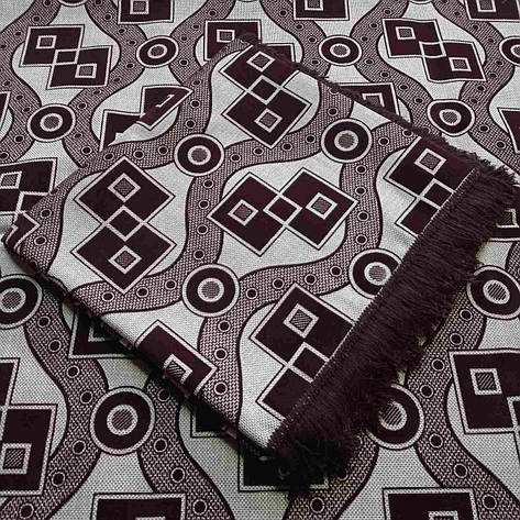 Покривало з гобелена 145*200 Подвійний квадрат бордового кольору, фото 1