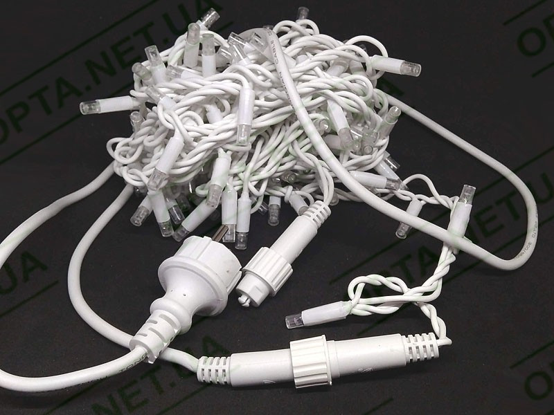 Гірлянда білий провід 3,3 мм вулична 100LED (синій) LINE-3.3-100-B-1