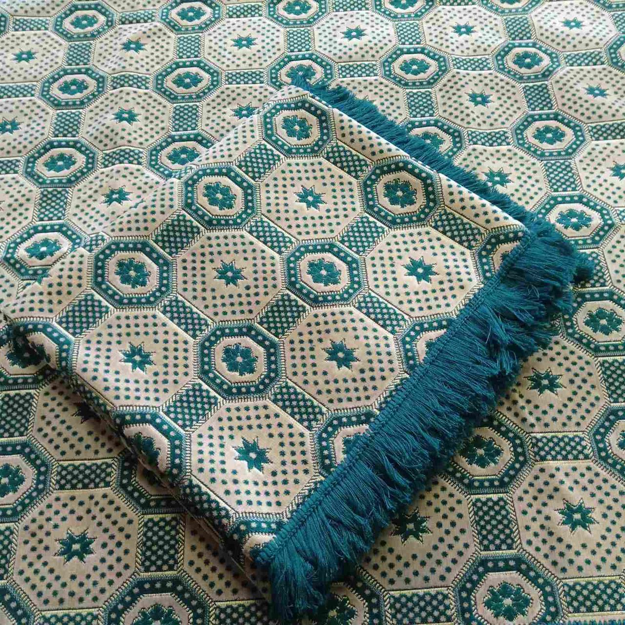 Комплект полуторних гобеленових покривал на ліжко та крісла Восьмикутник колір смарагдовий