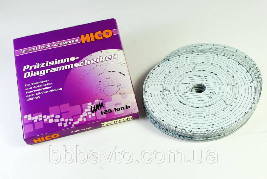 Мапа тахографа універсальна 125 kmh упаковка 100 шт (Пр-во HICO) WKR005, фото 1