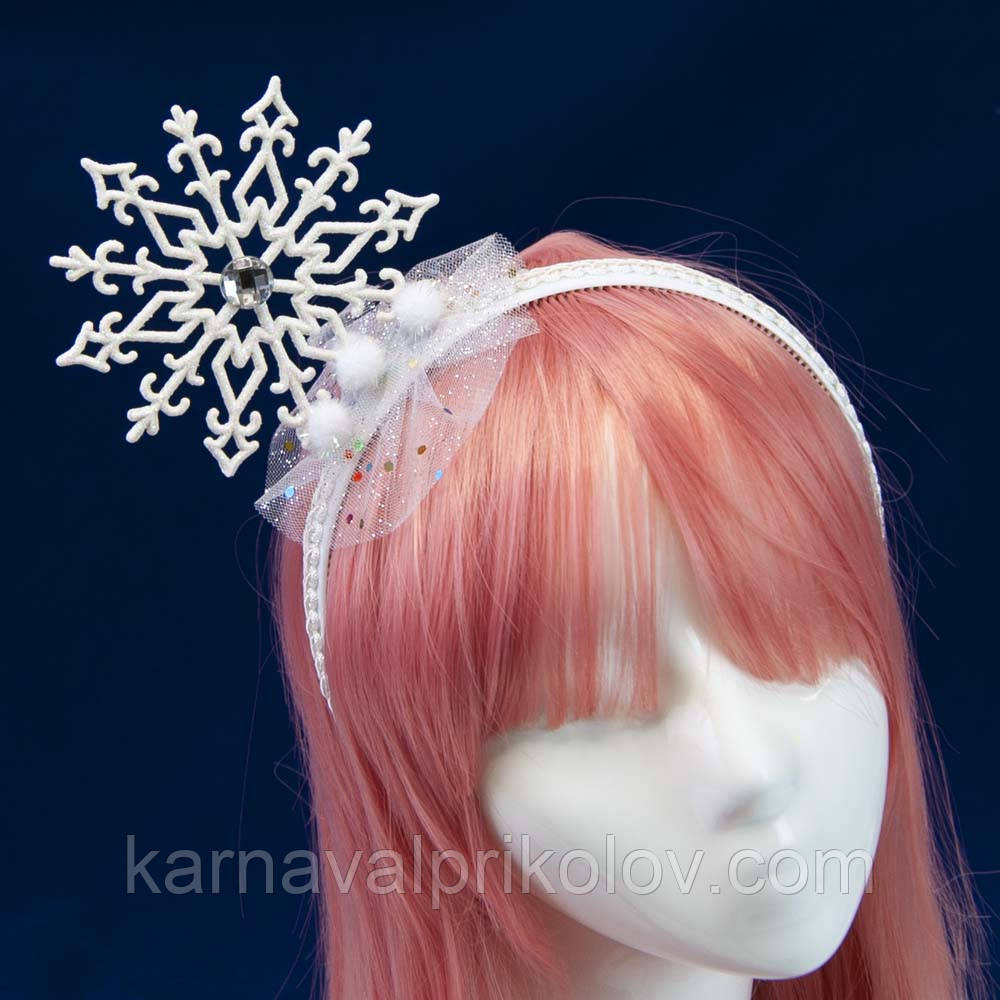 Аксесуар новорічний обідок 52101 Сніжинка (білий)