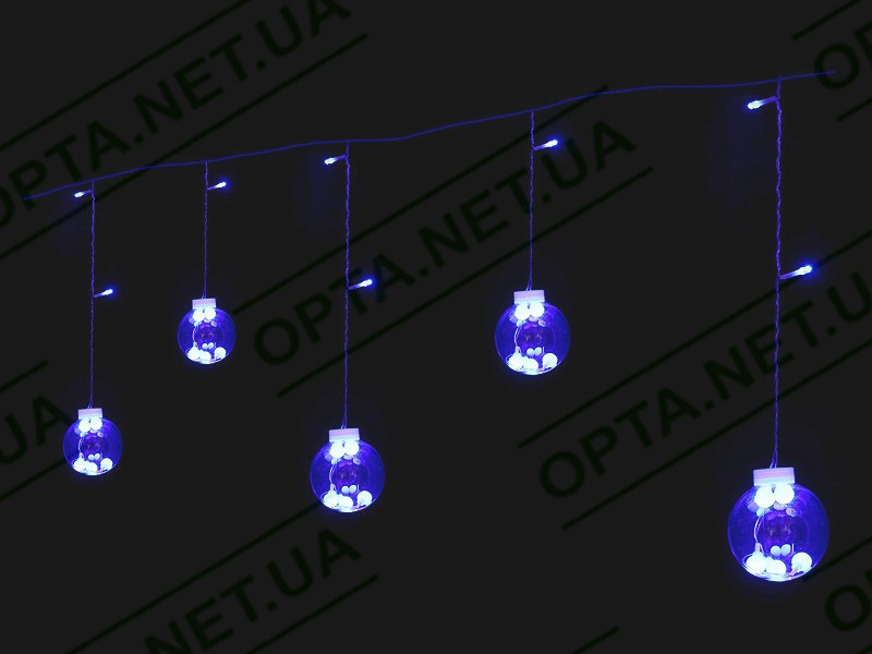Гірлянда 10 великих куль прозорий провід (синій) LAMP-BALL-12-B, фото 1