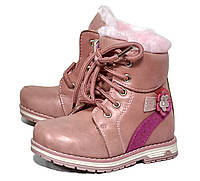 Дитячі зимові черевики для дівчинки на хутрі Clibee 76 рожеві. Розміри 23-26