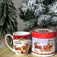 Подарочные чашки С Рождеством!" 375мл в упаковке новогодняя фарфоровая посуда