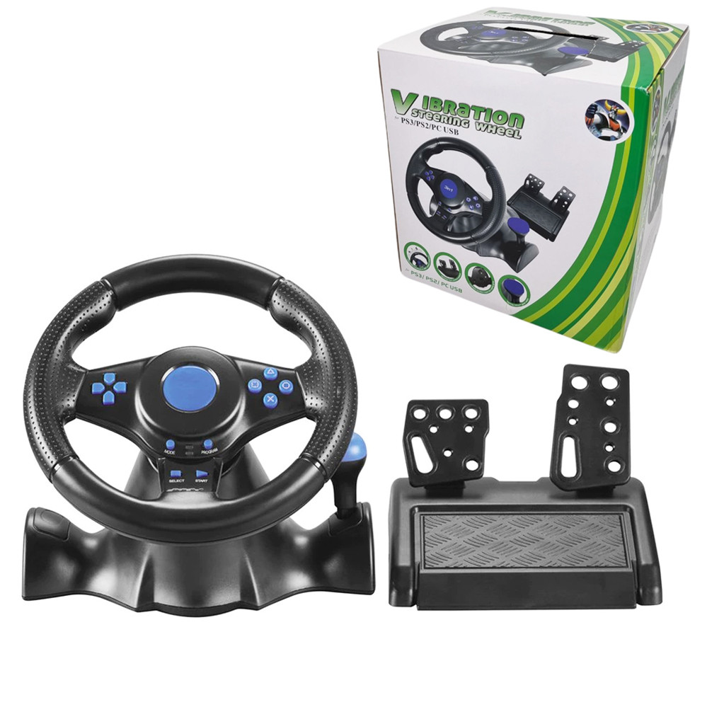 Ігрове кермо 3в1 з педалями газу та гальма Vibration Steering wheel джойстик-кермо універсальне, фото 1