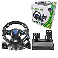 Игровой руль 3в1 c педалями газа и тормоза Vibration Steering wheel джойстик-руль универсальный