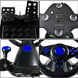 Ігрове кермо 3в1 з педалями газу та гальма Vibration Steering wheel джойстик-кермо універсальне, фото 7